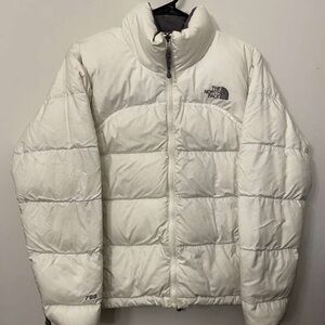 The North Face White Puffer Jacket with Gray Lining